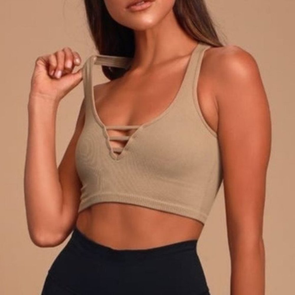 FREE PEOPLE Strapped In Bralette Brami Crop Top - Nude XS/S - NWT